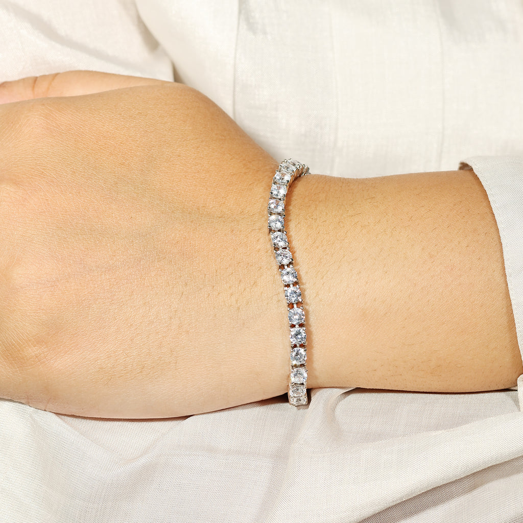 Classic Silver Round Cut Tennis Bracelet - 925 Sterling Silver