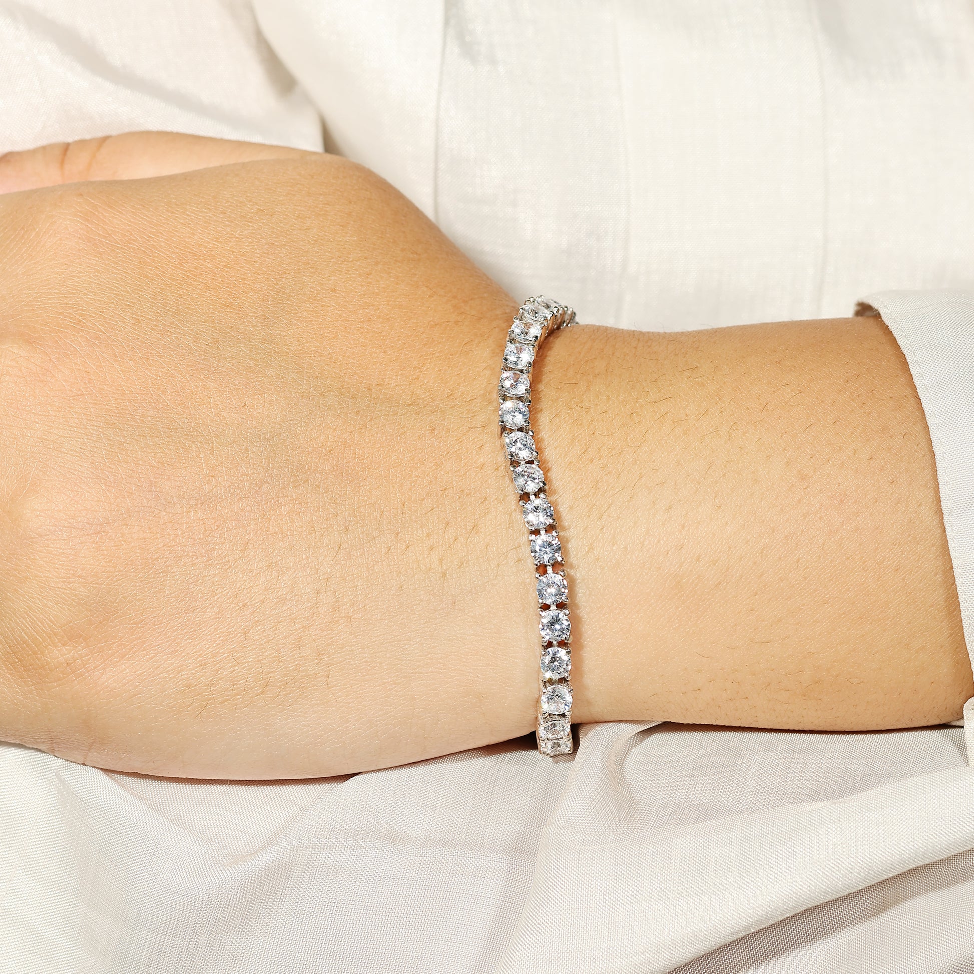 Classic Silver Round Cut Tennis Bracelet - 925 Sterling Silver