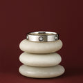 Modern Flush-Set Crystal - Silver Band Ring