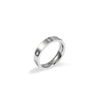 Modern Flush-Set Crystal - Silver Band Ring