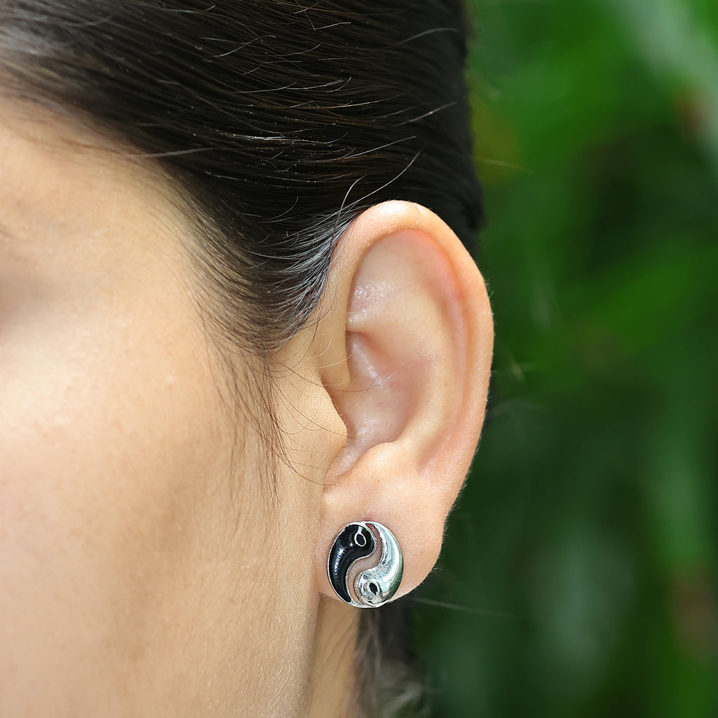 Yin-Yang 925 Silver Stud Earrings