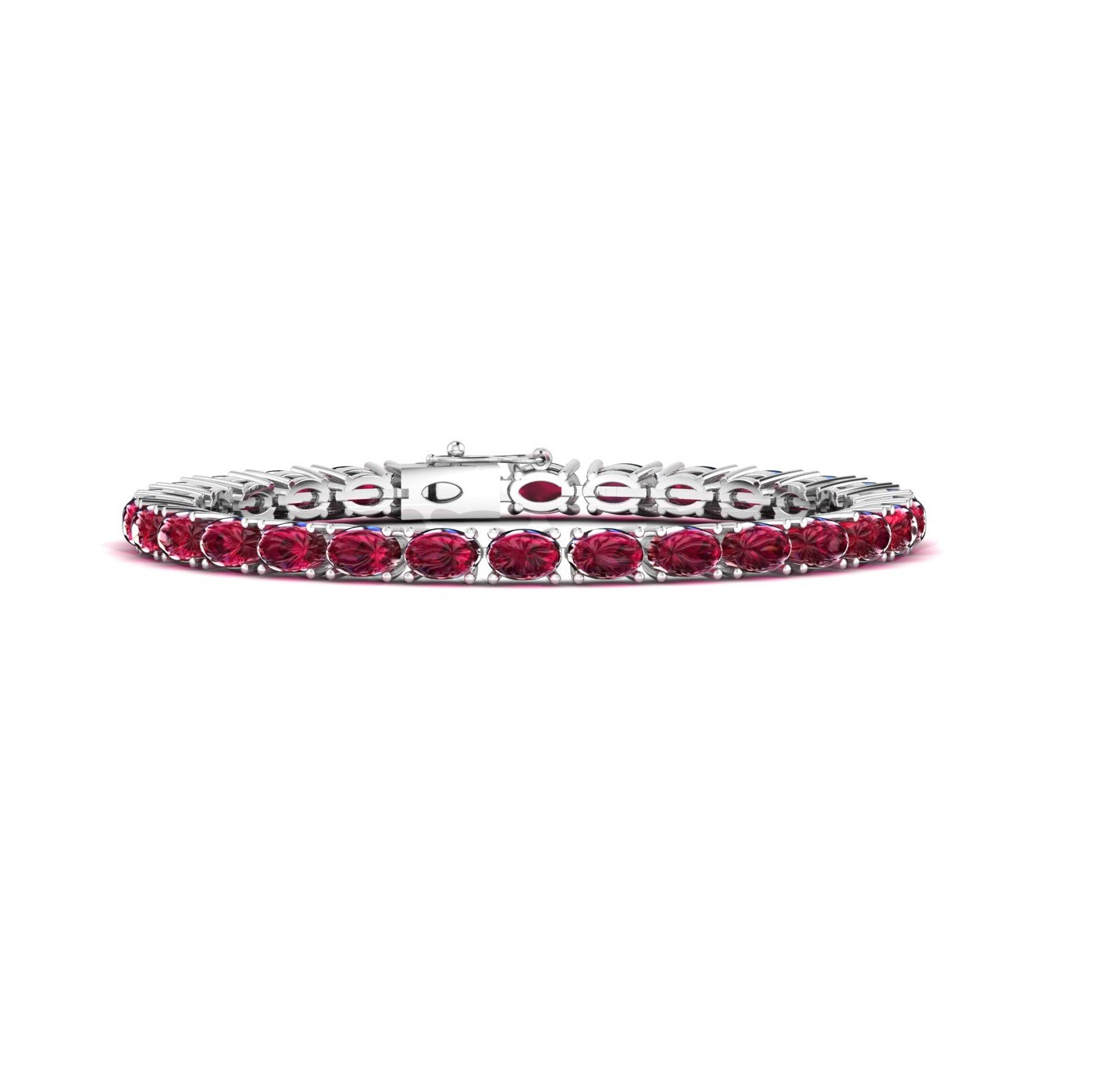 Ruby Red Oval Cut Tennis Bracelet - 925 Silver