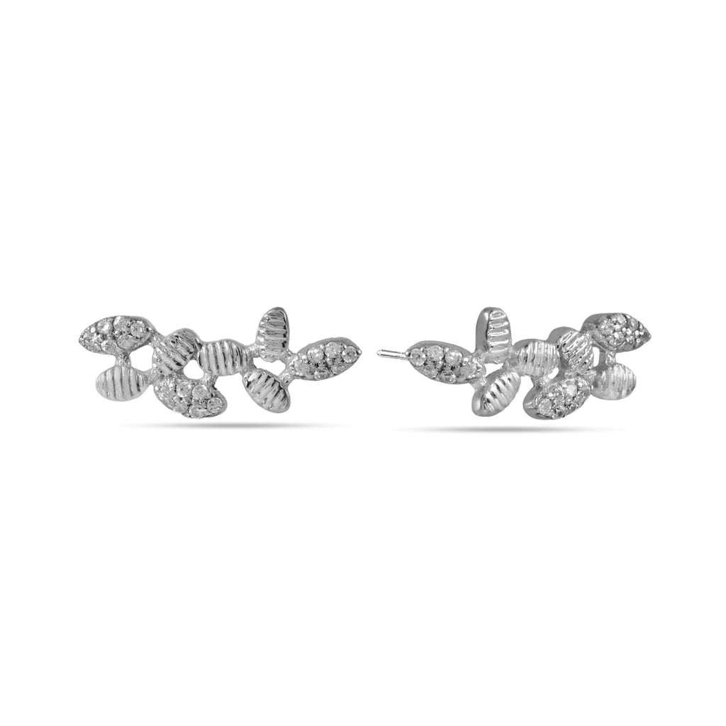 Olive Branch Crystal Studs - 925 Silver (Gold Plated)