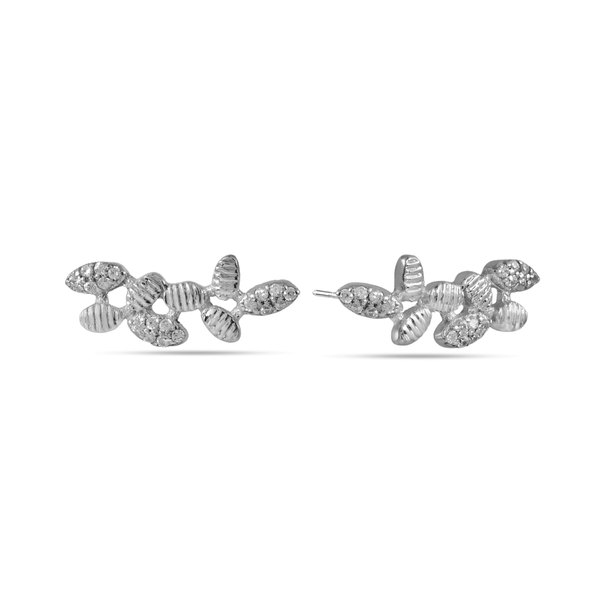 Olive Branch Crystal Studs - 925 Silver (Gold Plated)