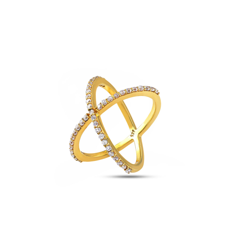925 Silver Pave Criss-Cross Statement Ring
