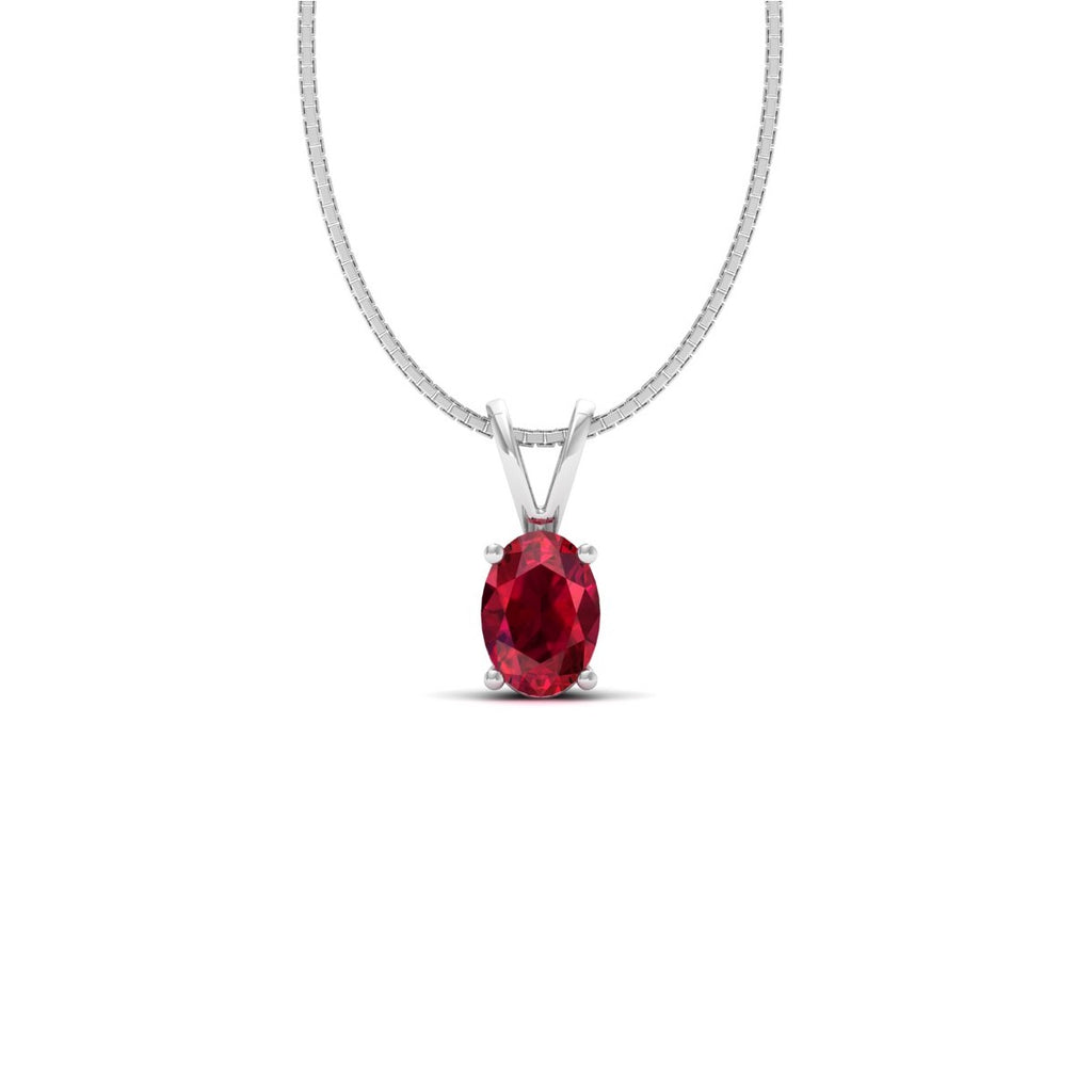 Ruby Red Oval Solitaire Pendant - 925 Sterling Silver