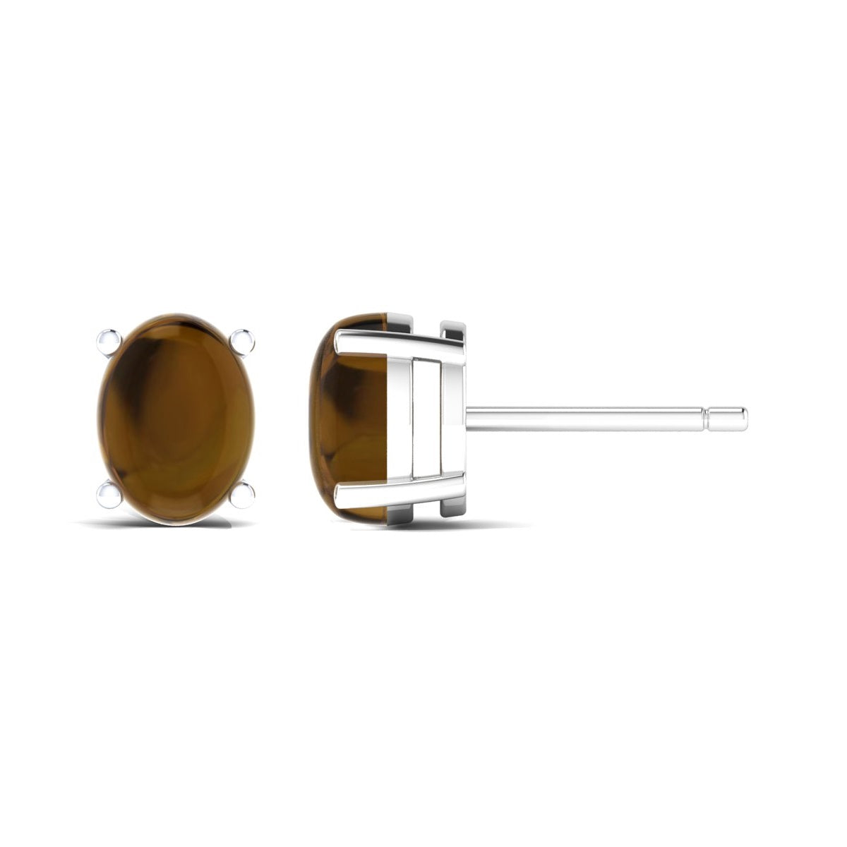 Smoky Quartz 925 Silver Studs Earrings
