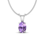 Light Amethyst Oval Solitaire Pendant - 925 Sterling Silver