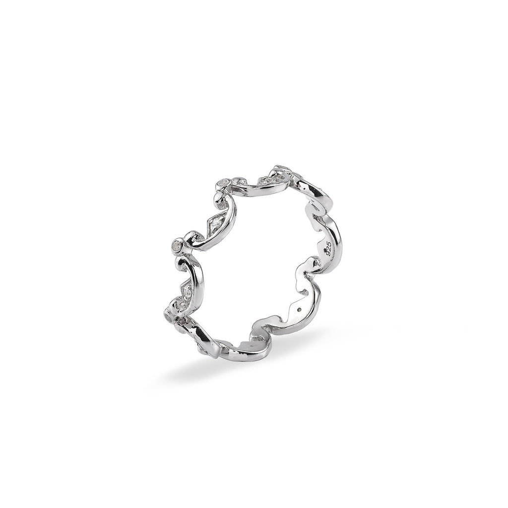 925 Silver Crown Rhodium Ring