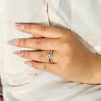 Gold Solitaire Ring Set with Matching Curved Pave Band