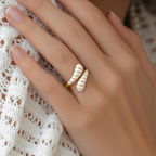 White Enamel Pure Silver Adjustable Ring