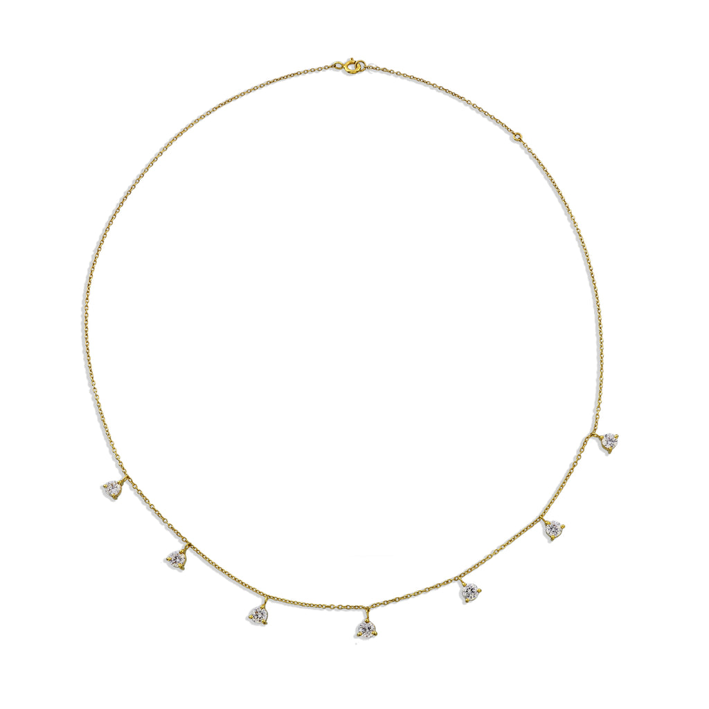 Dainty Gold Choker with Hanging Zircon Drops - 925 Silver