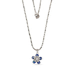 Sparkling Blue Daisy Necklace - 925 Sterling Silver