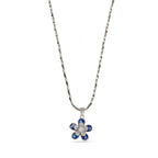 Sparkling Blue Daisy Necklace - 925 Sterling Silver