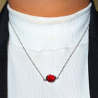 Minimalist Round Garnet Pendant - 925 Sterling Silver