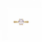 Minimalist Gold Solitaire Ring - 925 Sterling Silver Base