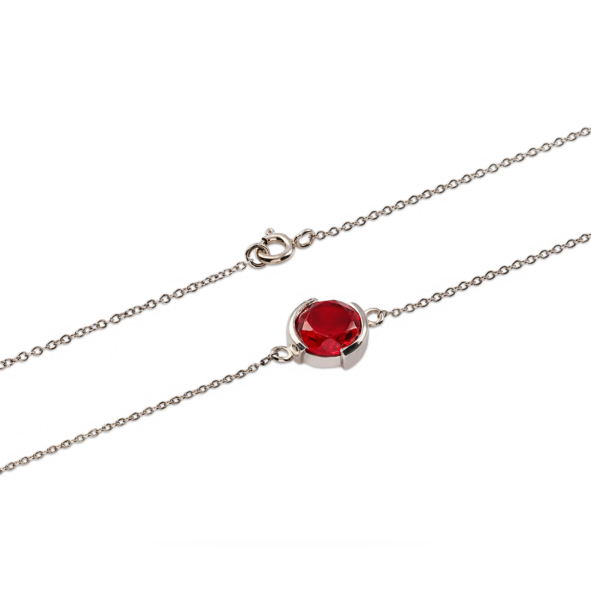Minimalist Round Garnet Pendant - 925 Sterling Silver
