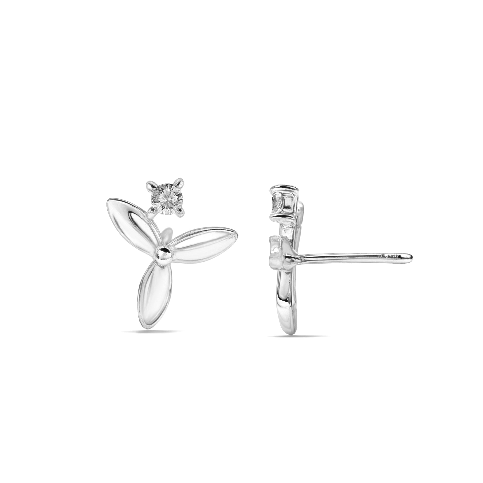 Dainty Three-Leaf Studs Earrings - Certified 925 Silver