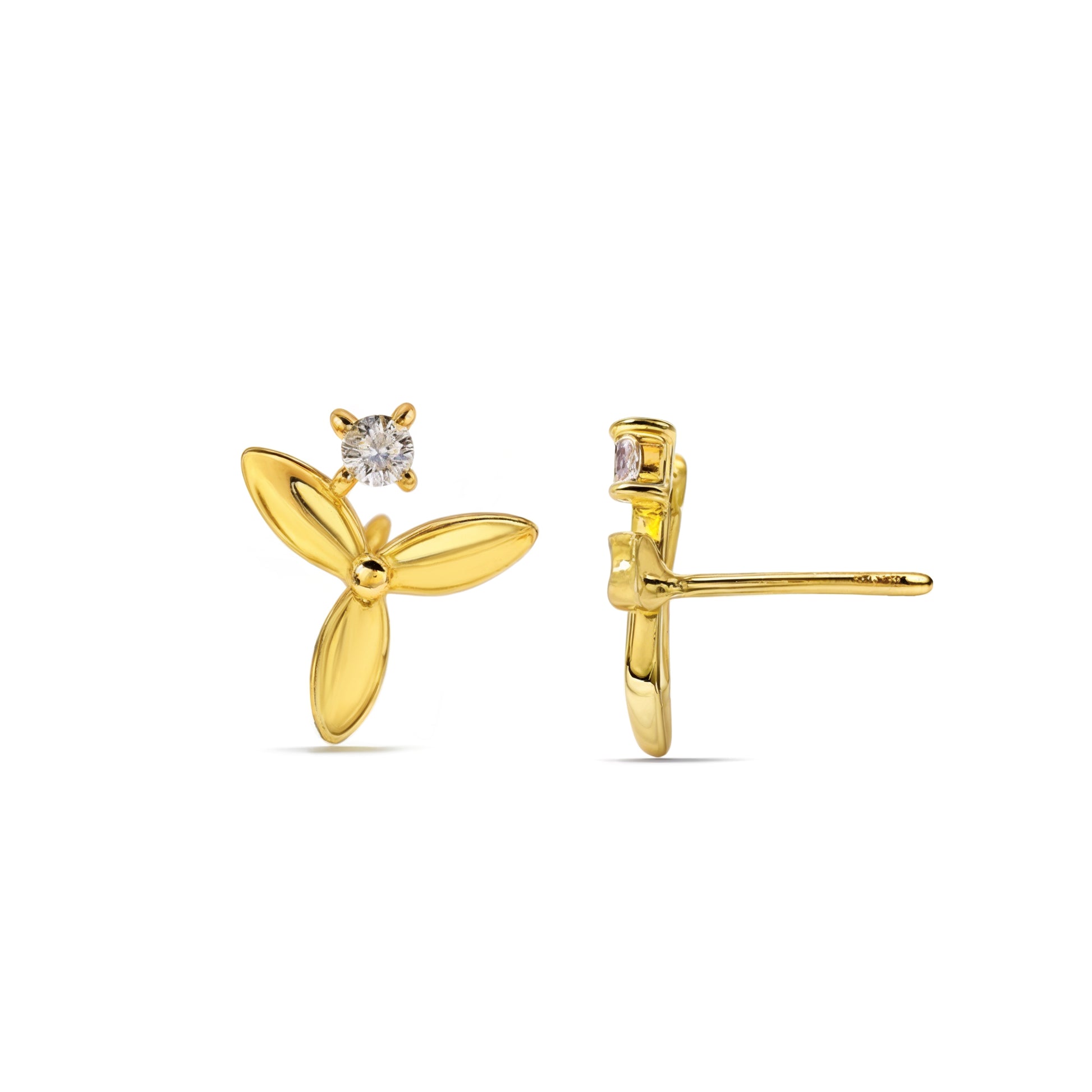 Dainty Three-Leaf Studs Earrings - Certified 925 Silver