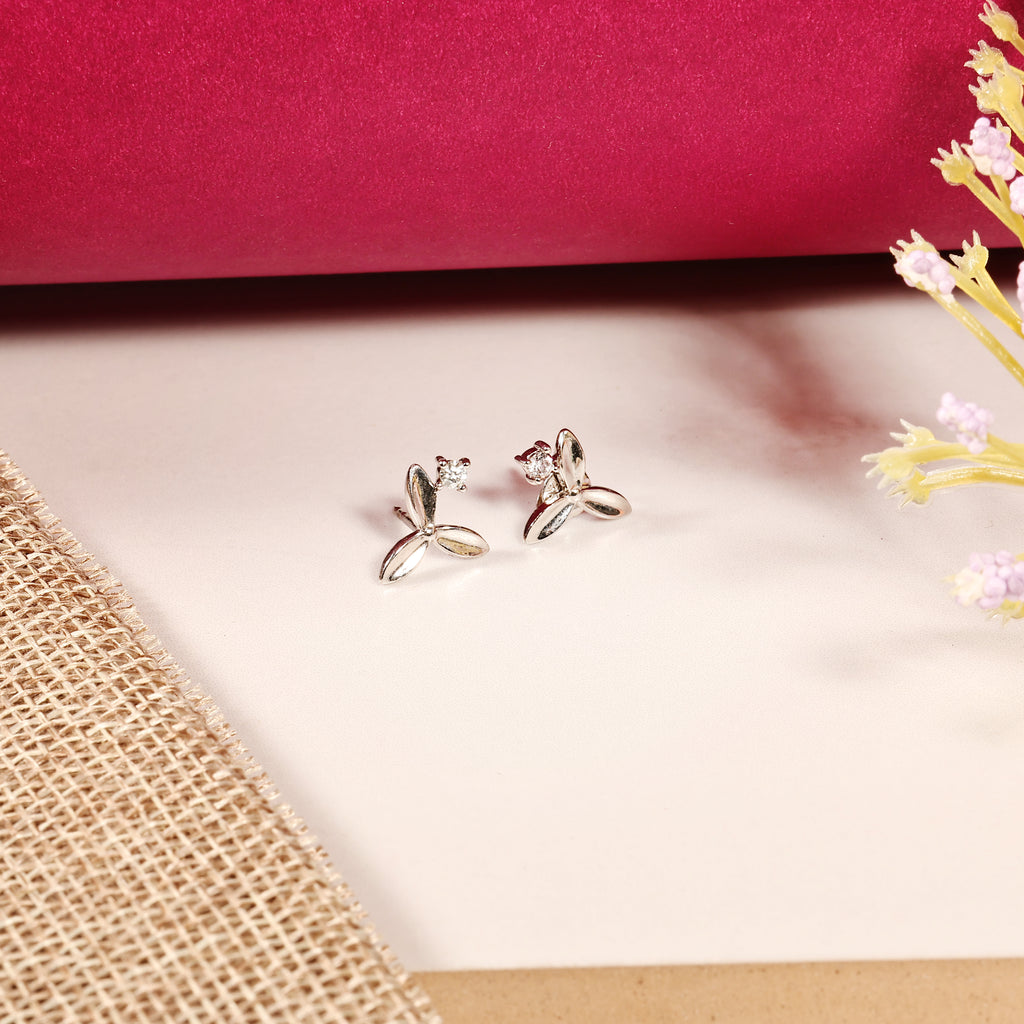 Dainty Three-Leaf Studs Earrings - Certified 925 Silver