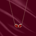 Ruby Red Double Teardrop Necklace - 925 Sterling Silver