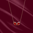 Ruby Red Double Teardrop Necklace - 925 Sterling Silver