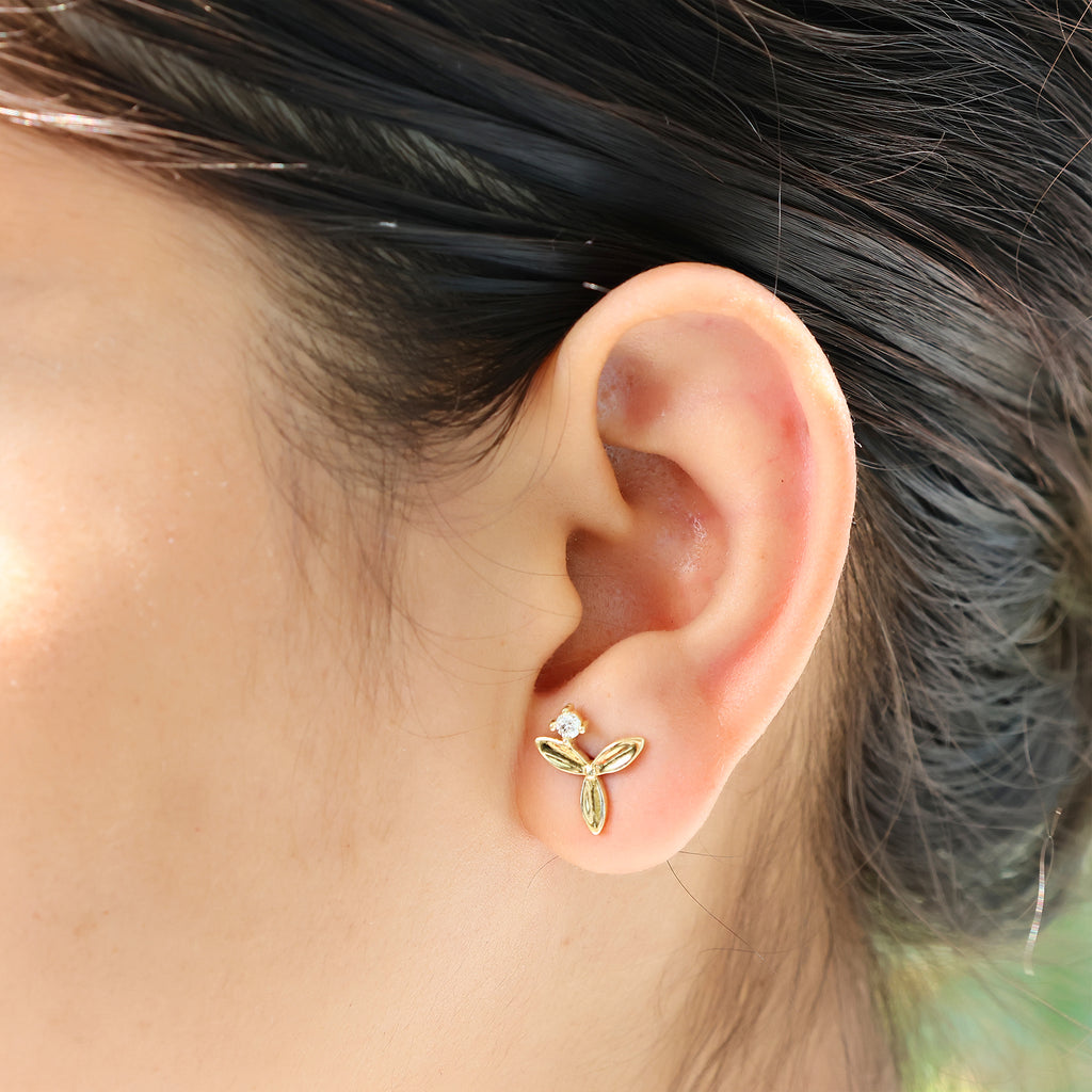 Dainty Three-Leaf Studs Earrings - Certified 925 Silver