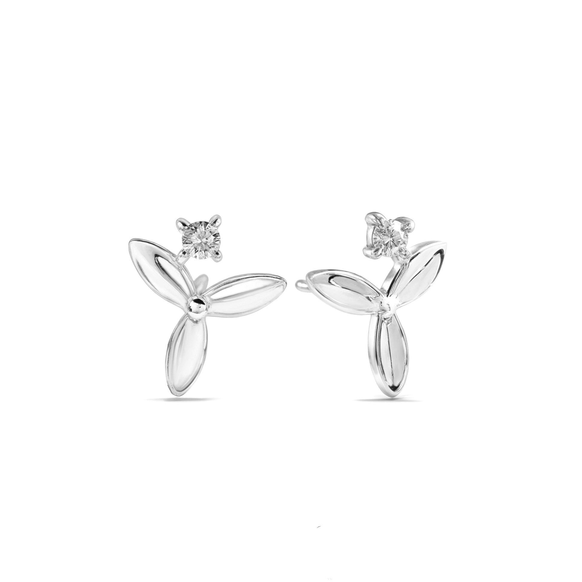 Dainty Three-Leaf Studs Earrings - Certified 925 Silver
