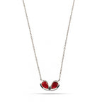 Ruby Red Double Teardrop Necklace - 925 Sterling Silver