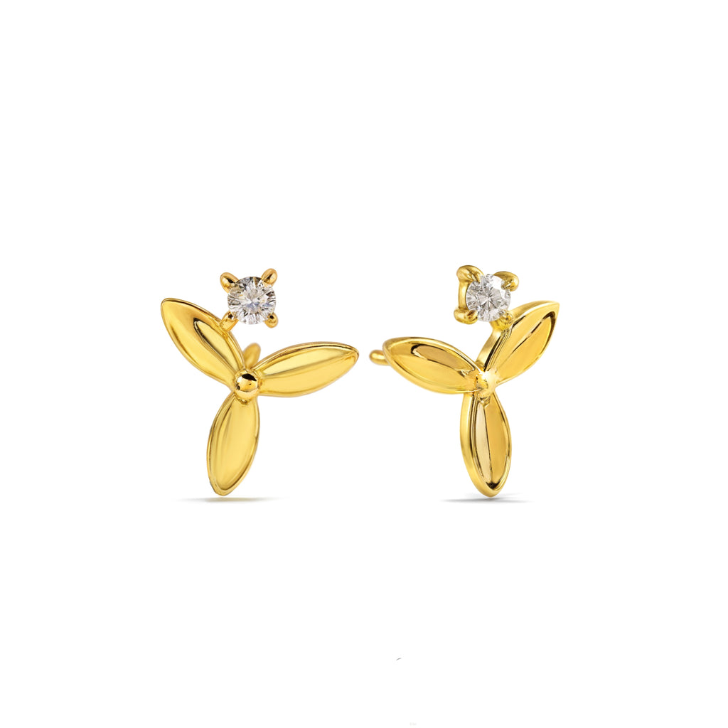 Dainty Three-Leaf Studs Earrings - Certified 925 Silver