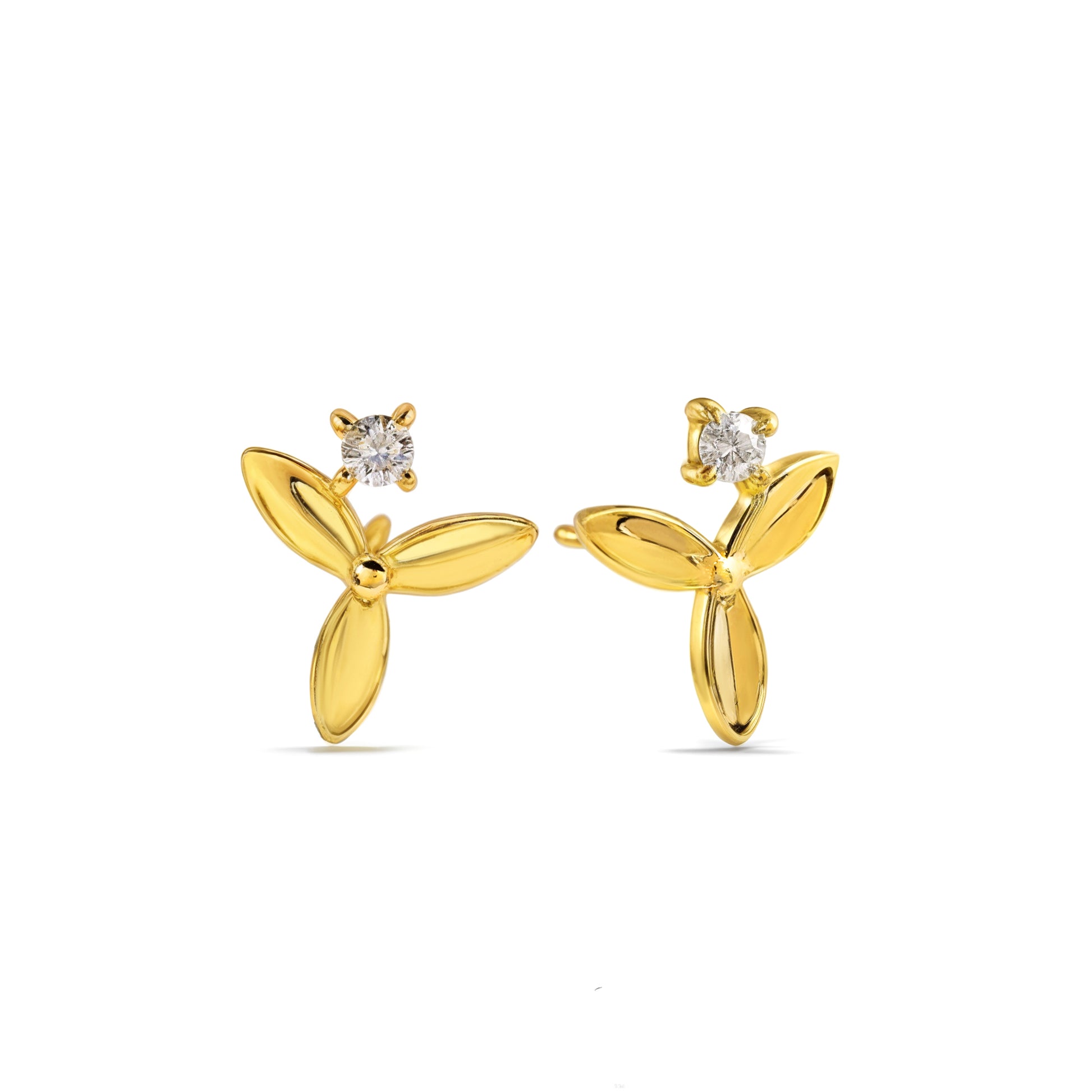 Dainty Three-Leaf Studs Earrings - Certified 925 Silver
