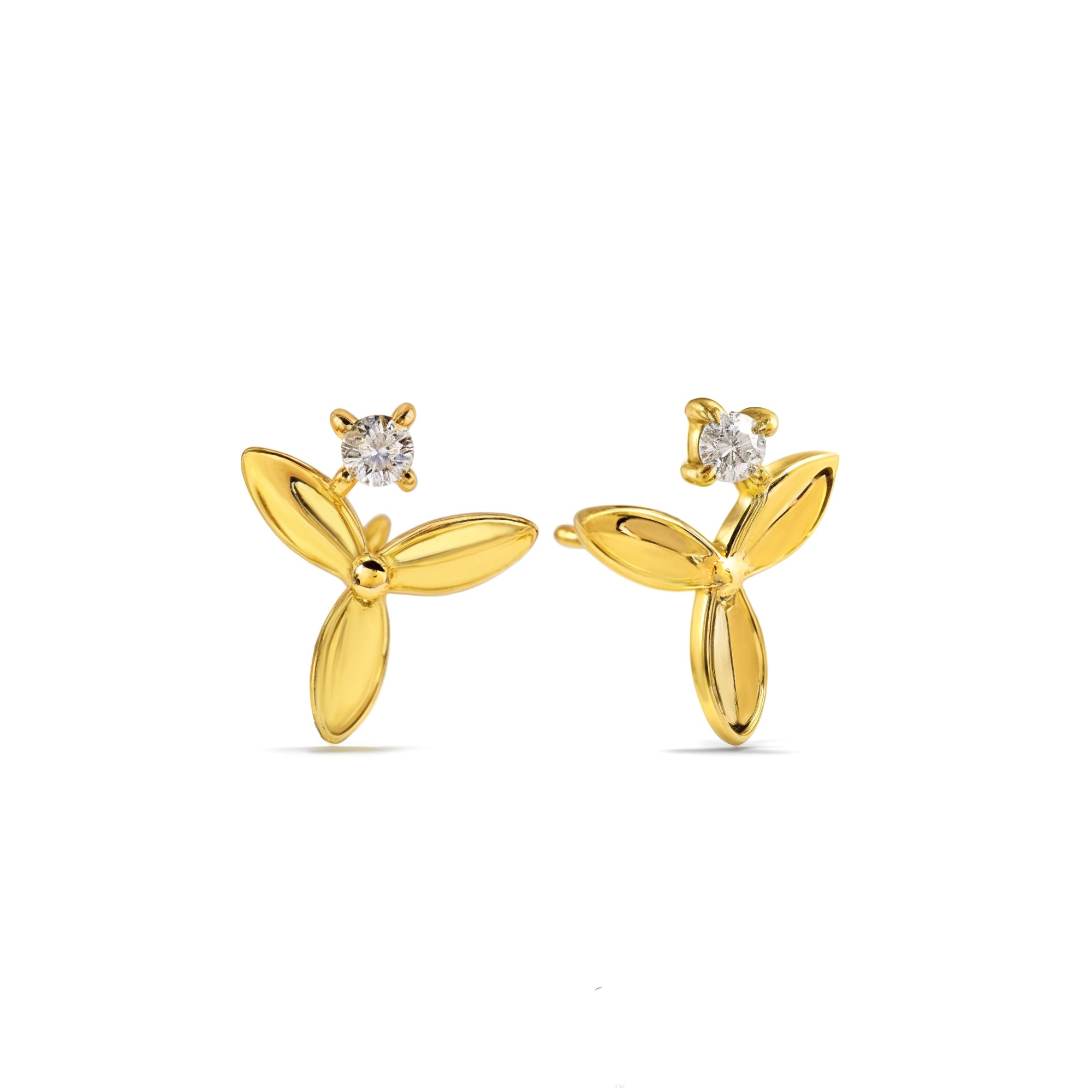 Dainty Three-Leaf Studs Earrings - Certified 925 Silver