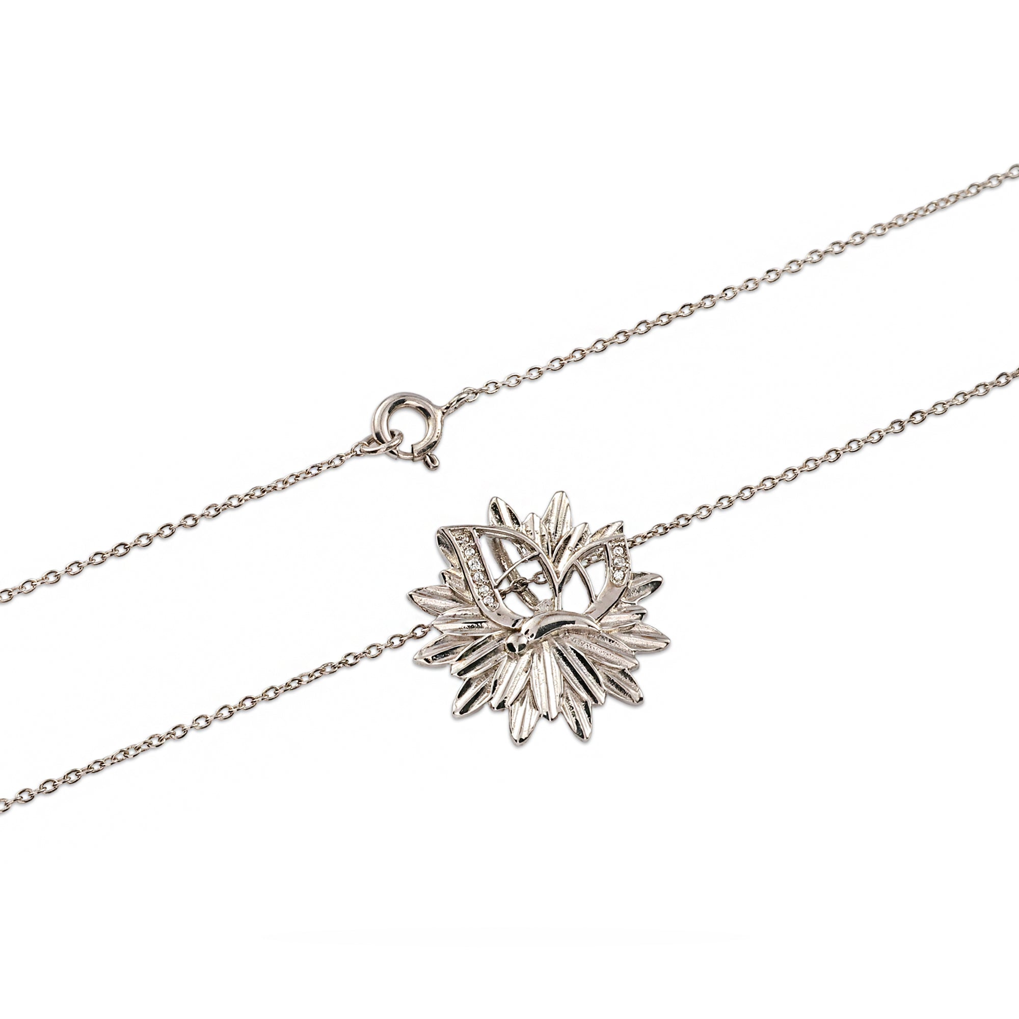 Butterfly on Flower Pendant - 925 Sterling Silver