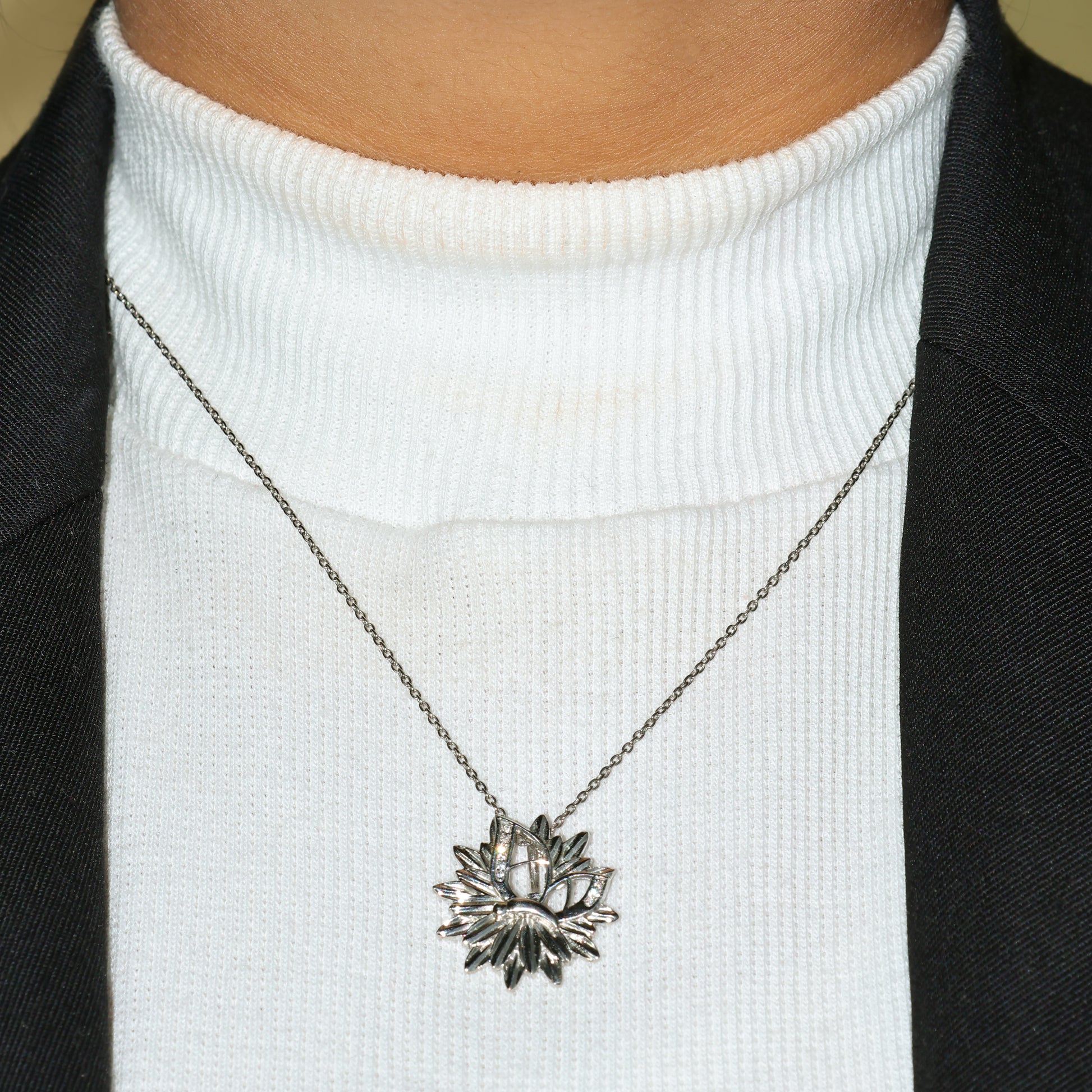 Butterfly on Flower Pendant - 925 Sterling Silver