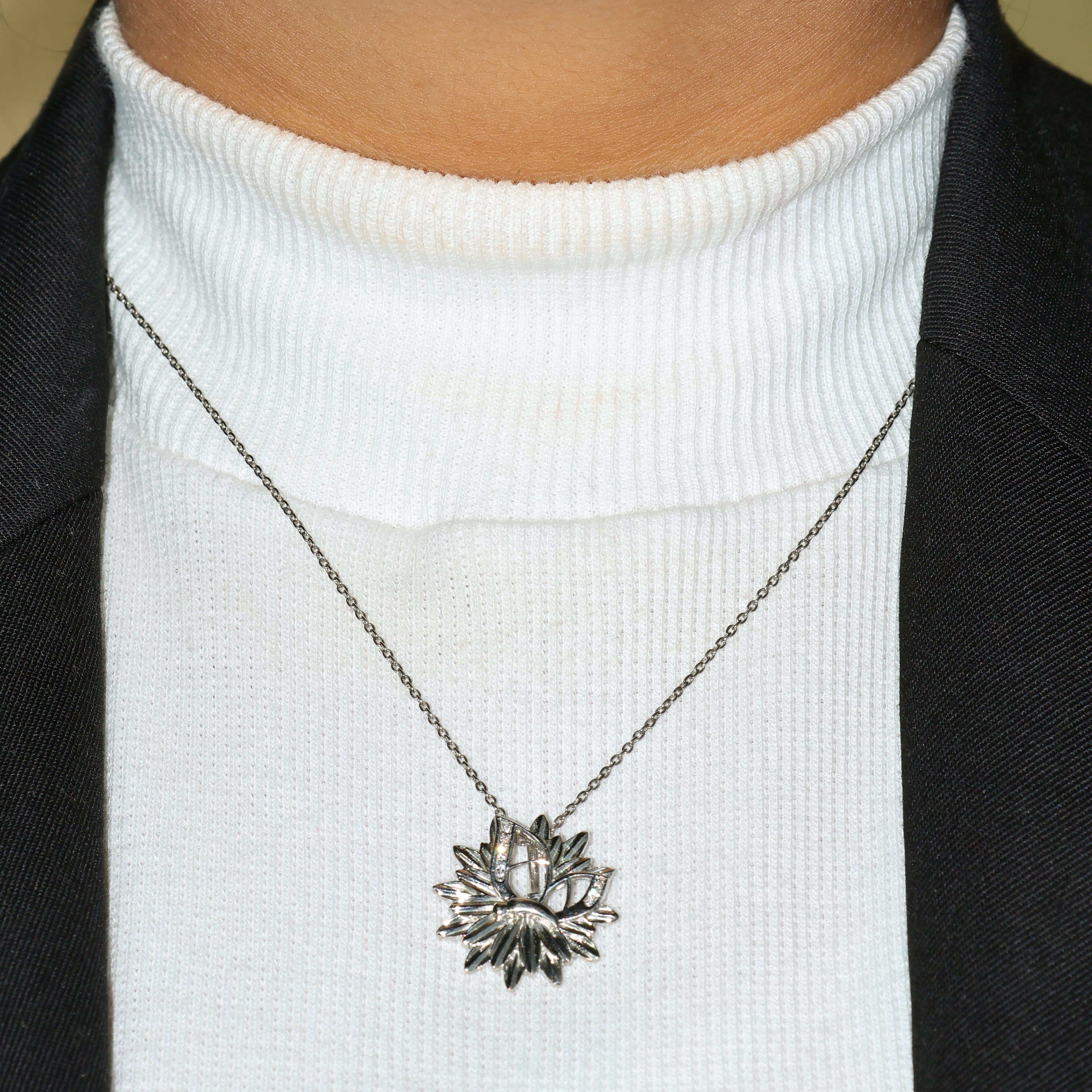Butterfly on Flower Pendant - 925 Sterling Silver