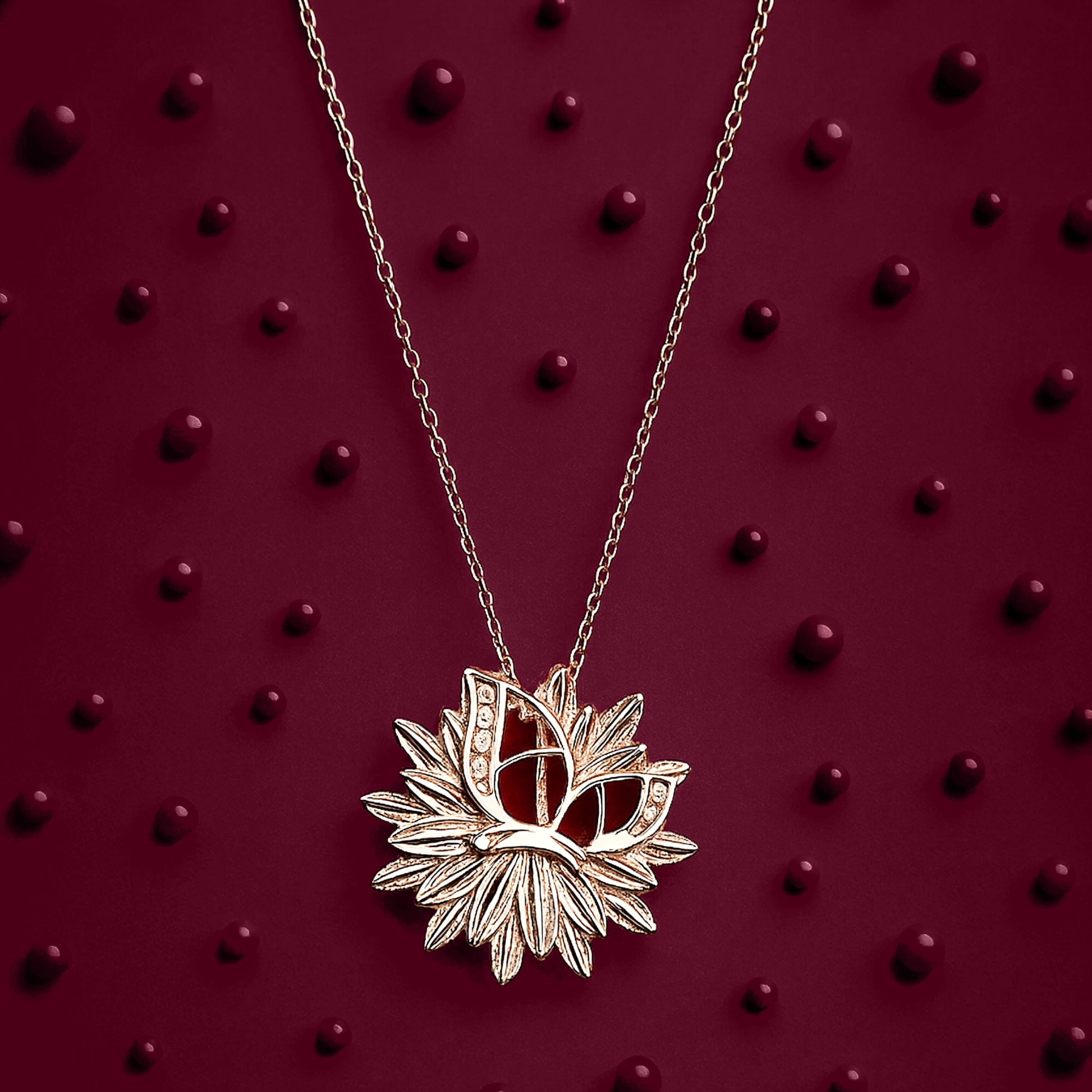 Butterfly on Flower Pendant - 925 Sterling Silver