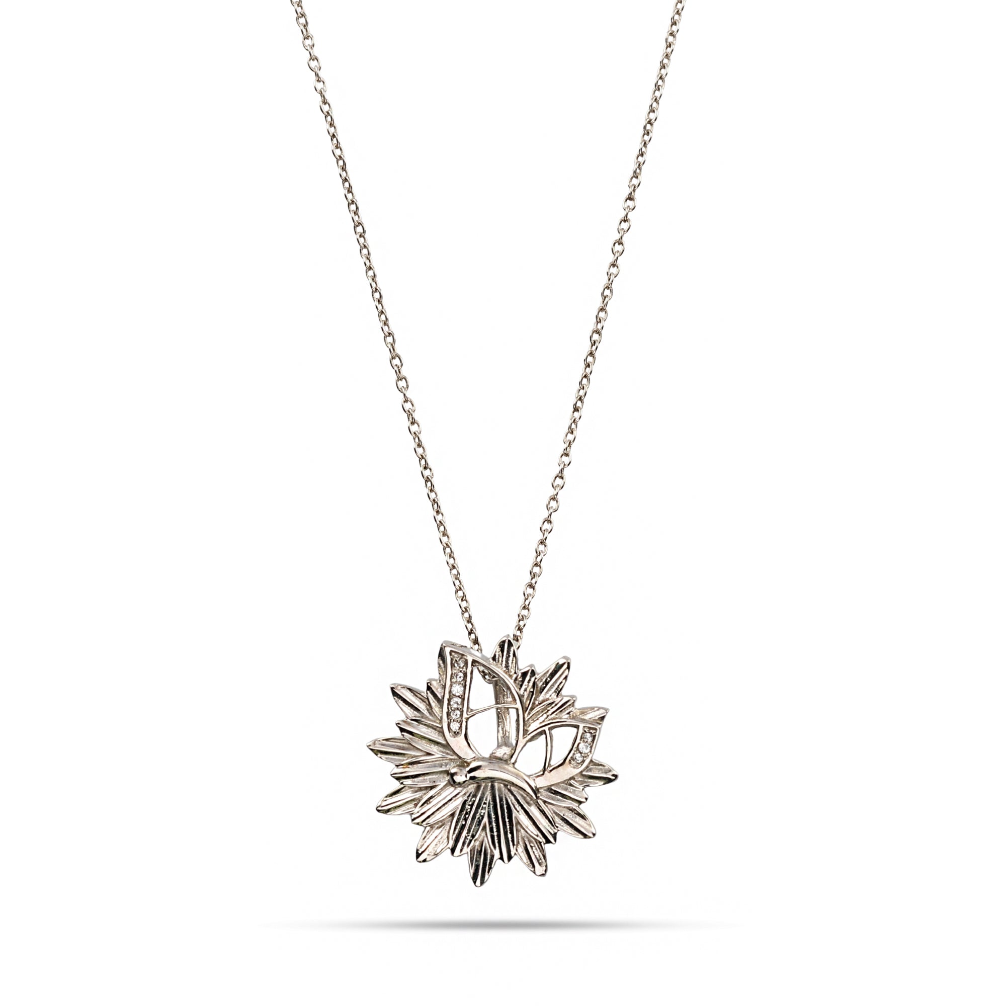 Butterfly on Flower Pendant - 925 Sterling Silver