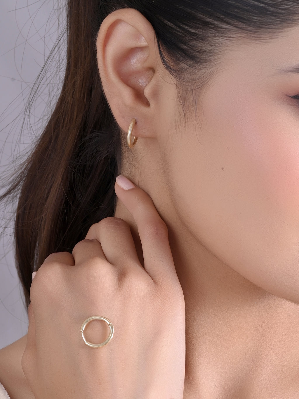 Classic Gold Tube Hoops - 925 Silver (Lightweight)