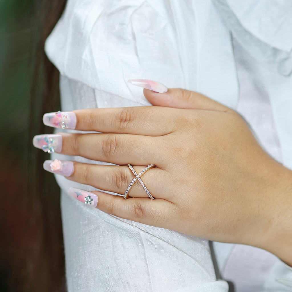 925 Silver Pave Criss-Cross Statement Ring