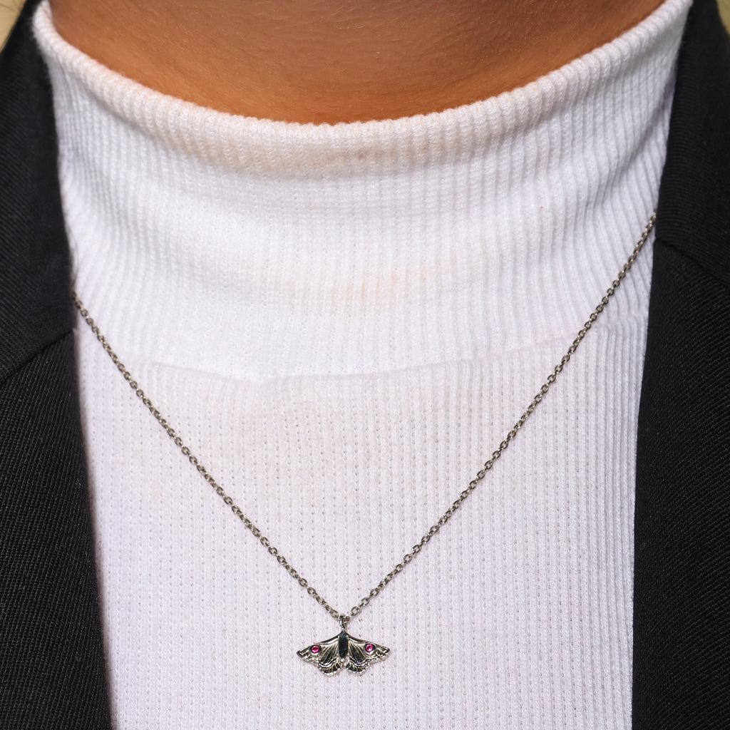 Mystical Night Moth Necklace - 925 Sterling Silver