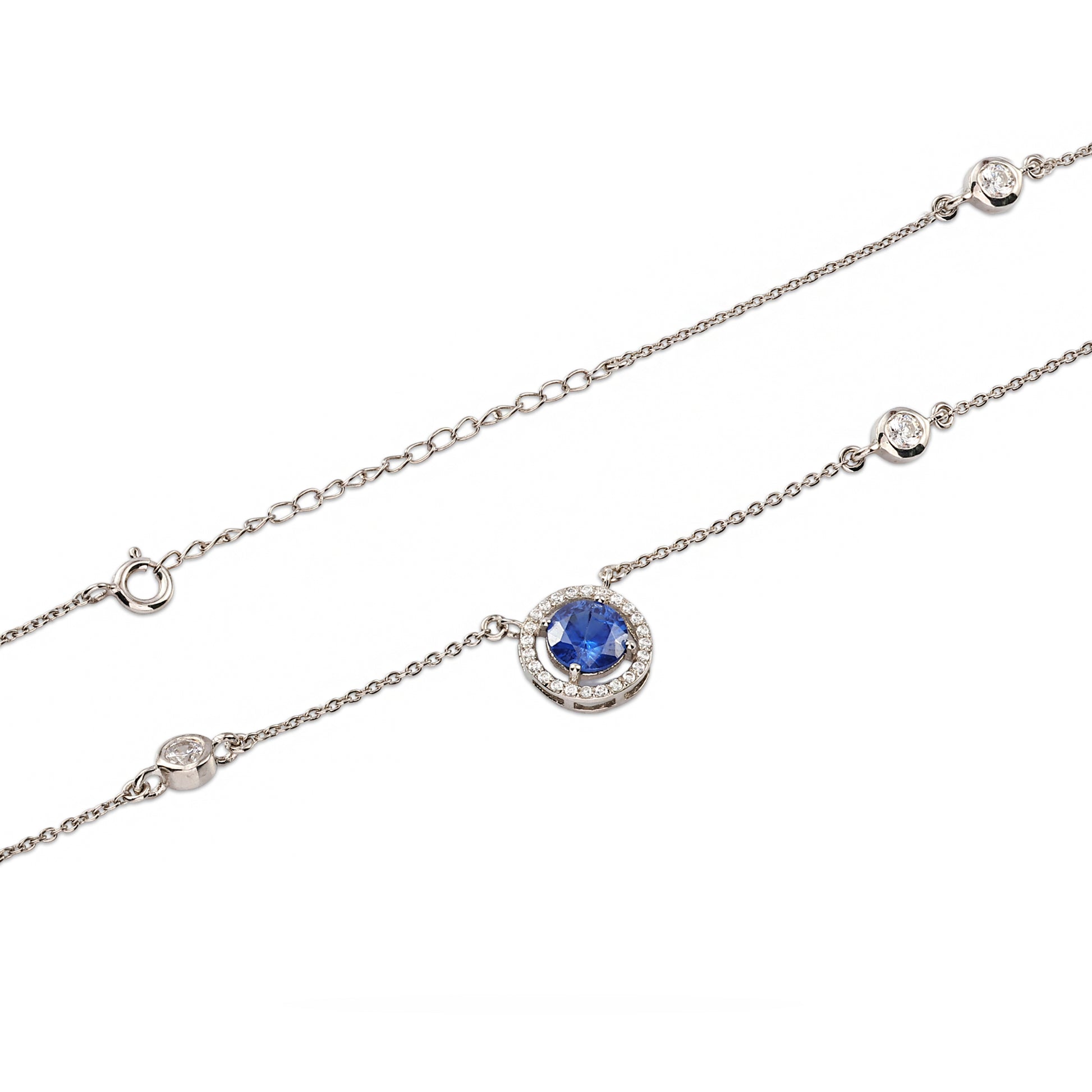 Elegant Blue Stone 925 Silver Necklace | Evening Jewelry