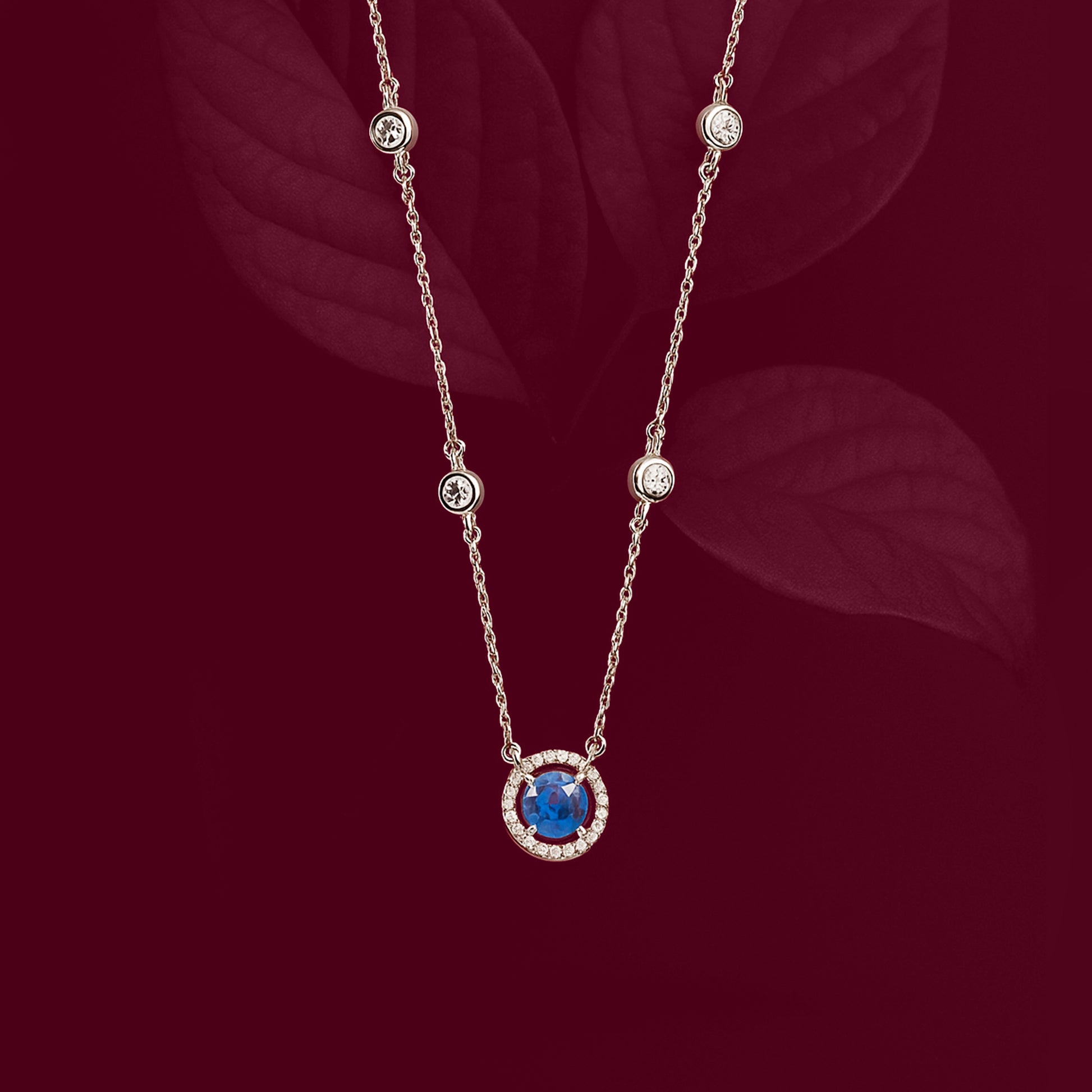 Elegant Blue Stone 925 Silver Necklace | Evening Jewelry