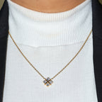 Gold Four-Petal Crystal Flower Necklace - 925 Sterling Silver