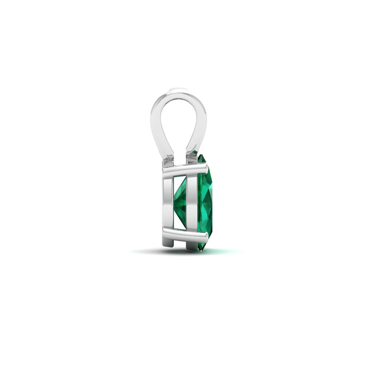 Emerald Green Oval Solitaire Pendant - 925 Sterling Silver