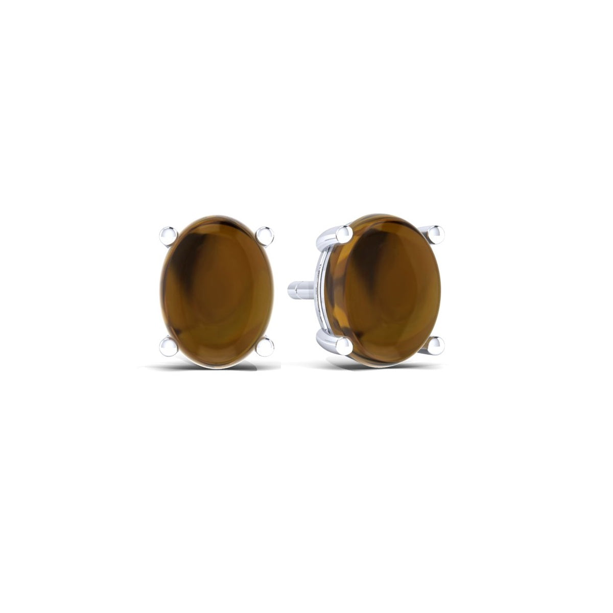 Smoky Quartz 925 Silver Studs Earrings