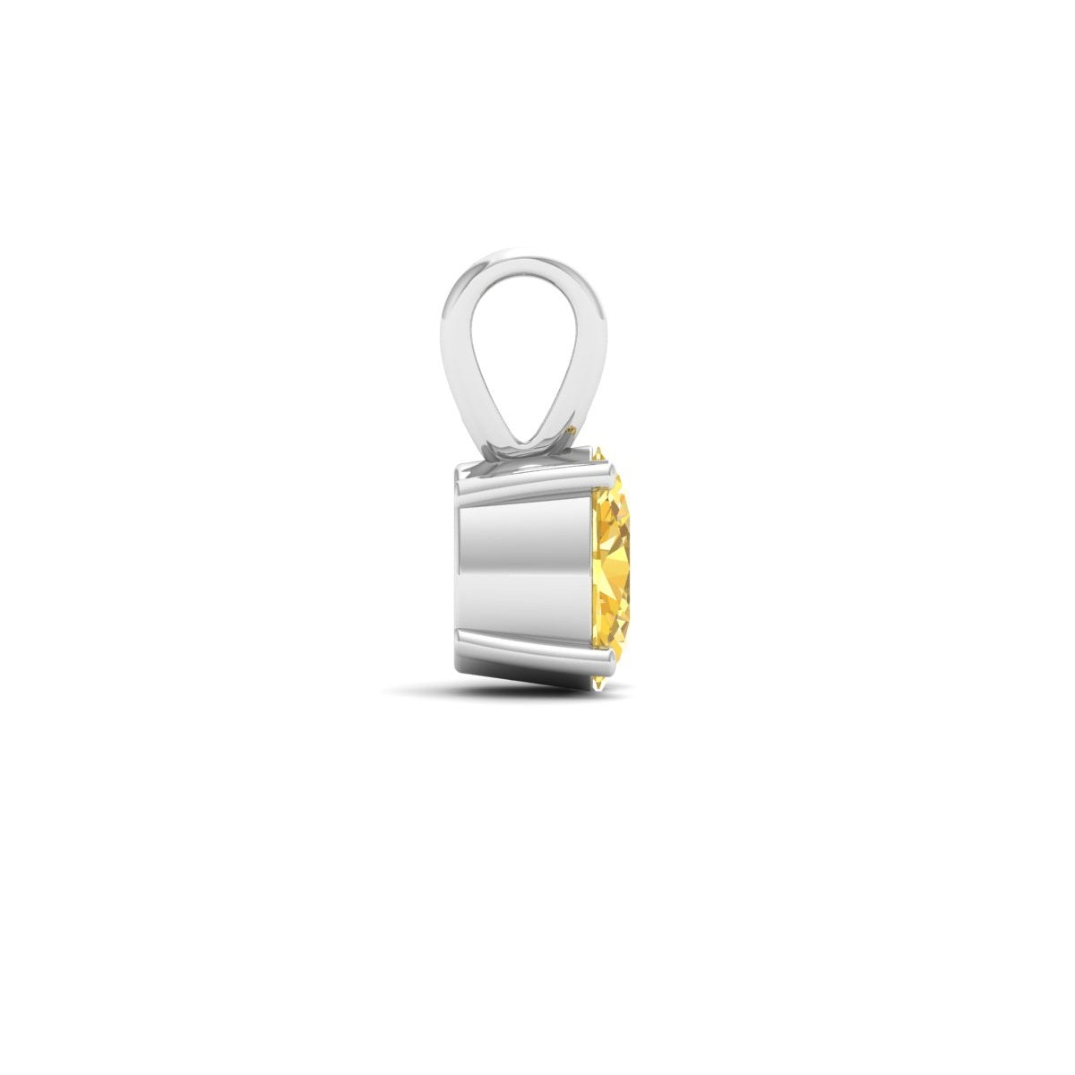Citrine Yellow Oval Solitaire Pendant - 925 Sterling Silver