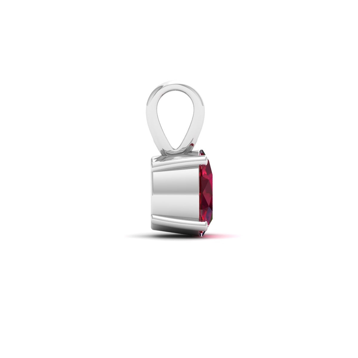 Ruby Red Oval Solitaire Pendant - 925 Sterling Silver