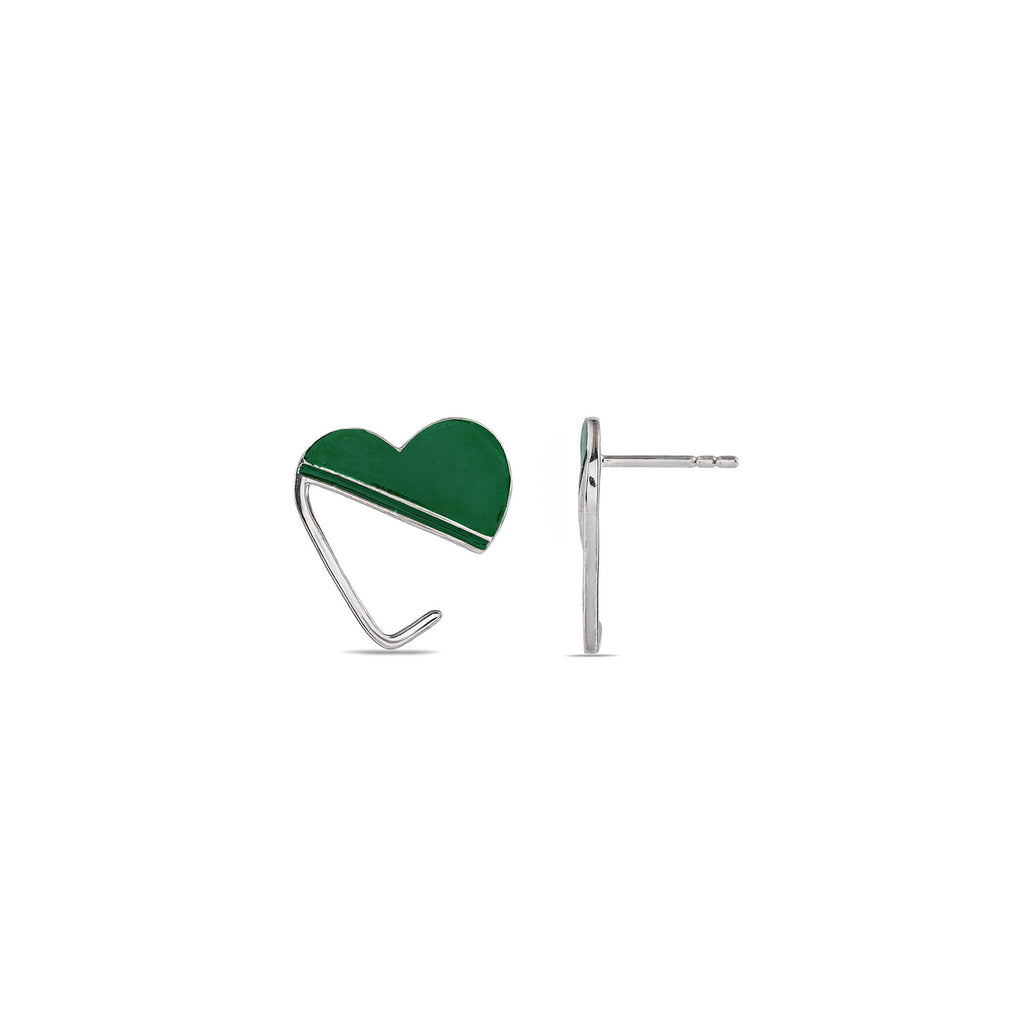 Green Enamel 925 Silver Earrings