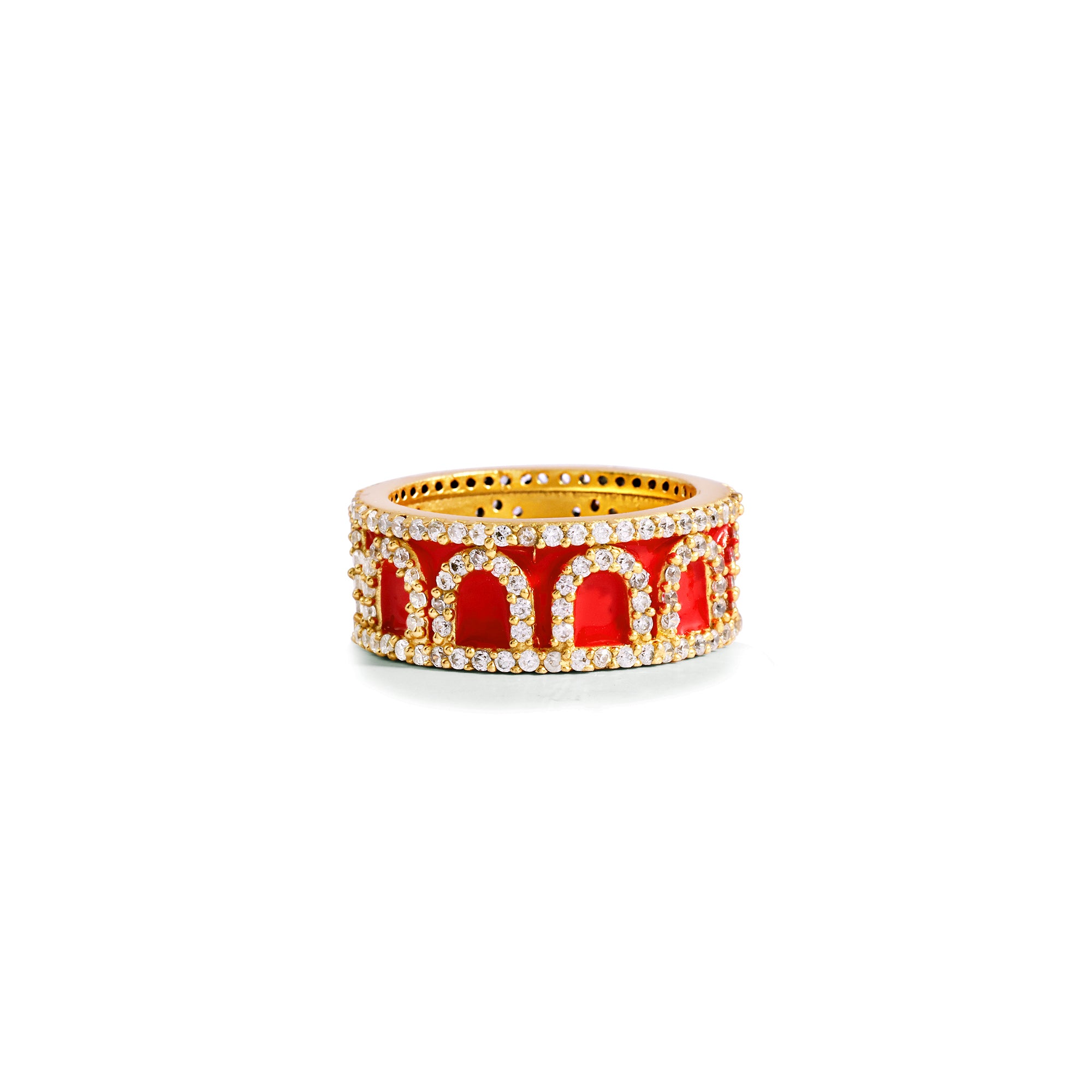 Cherry Glow Red Enamel Cocktail Ring