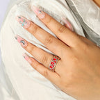 Cherry Glow Red Enamel Cocktail Ring